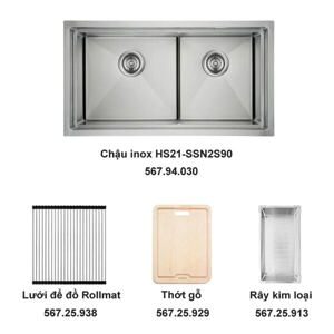 Trọn bộ chậu inox Hafele HS21-SSN2S90 và phụ kiện