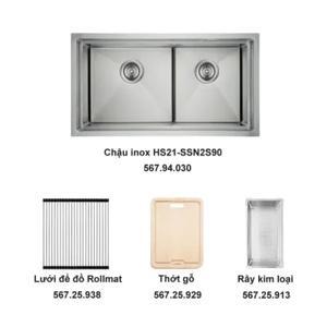 Trọn bộ chậu inox Hafele HS21-SSN2S90 và phụ kiện