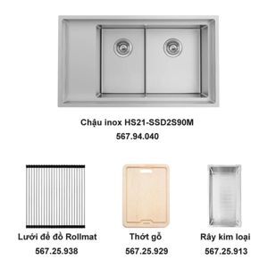 Trọn bộ chậu inox Häfele HS21-SSD2S90M và phụ kiện