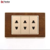 Trọn Bộ Công Tắc, Ổ Cắm Điện Chống Giật  Vân Gỗ Tenko TK-C6