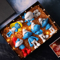 Trọn Bộ đồ trang trí Hộp Trưng Bày trong suốt búp bê Smurfs, đồ chơi tủ đựng đồ chống bụi bằng tay, quà tặng trẻ em màu xanh chị em [cxy]