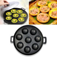 Trọn Bộ Dụng Cụ Làm Bánh Khọt - Khuôn Bánh 8 Lỗ + Nắp Làm Takoyaki