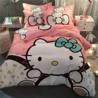 Trọn bộ ga gối poly cotton hello kitty( M6 tặng kèm vỏ ôm )