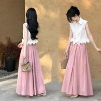 Trọn Bộ Khí Chất Thời Trang Áo Sơ Mi Trắng Thịnh Hành Năm Nay Chân Váy Hồng Cho Nữ