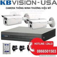 TRỌN BỘ KIT 2 CAMERA IP PoE KBVISION 2.0MP FULL HD