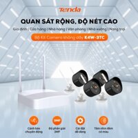 Trọn bộ Kit 4 Camera IP Wifi Tenda Không dây 3MB 2K siêu nét K4W-3TC, Dễ dàng lắp đặt - Chính hãng TENDA