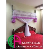 Trọn bộ màn khung xếp gọn cao cấp màu trắng - Bảo hành 1 năm ( cả màn + khung )