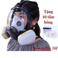 Trọn bộ Mặt nạ chống độc phun sơn,trừ sâu 3,m 6600, khẩu trang chống khói bụi nhà máy tặng 10 bông