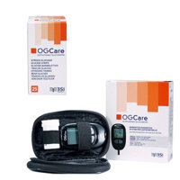 Trọn bộ Máy đo đường huyết OGCARE +100 Que thử +100 Kim lấy máu +100 gạc tẩm cồn + tặng  1 hộp khẩu trang y tế BIOMEQ
