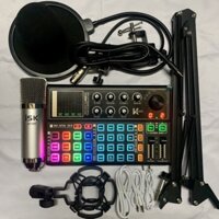 Trọn Bộ Mic AT350 - Sound Card K300 có hỗ trợ Auto-tune Pin Bluetooth Hát Thu âm karaoke kèm chân màng bảo hành 06 tháng