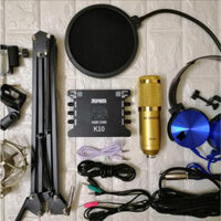Trọn Bộ Míc Thu Âm Livestream Hát Karaoke Online Micro BM-900 CARD K10 dây live MA2Tặng Tai Phone ốp Chân kẹpmàng lọc Hàng chính hãng