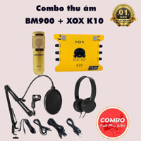 Trọn Bộ Míc Thu Âm Livestream Hát Karaoke Online Micro BM-900 CARD K10 dây live MA2Tặng Tai Phone ốp Chân kẹpmàng lọc Hàng chính hãng