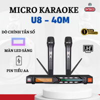Trọn Bộ micro karaoke ONTEKCO U9 / U9Pro / U8 / U8Pro đầu thu anten sóng UHF chống hú - lọc âm tốt, Hàng chính hãng