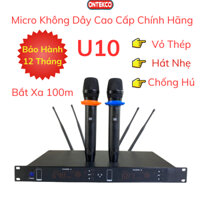 Trọn Bộ micro karaoke ONTEKCO U9/U10/MF333/ MF338 đầu thu 2 anten sóng UhF chống hú - lọc âm tốt, Hàng chính hãng