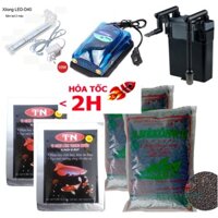 Trọn bộ phụ kiện bể cá: 1 đèn Xilong D40, 1 Thùng Lọc Treo HBL 803, 2 gói men vi sinh, 2 túi đất smekong cho bể cá