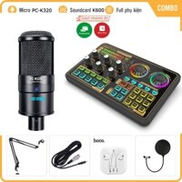 Trọn Bộ Sound Card K600 Mic PC K220 . Chuyên Dùng Livestream , Thu Âm , Giả Giọng , Kèm Autotune , Dễ Dàng Sử Dụng