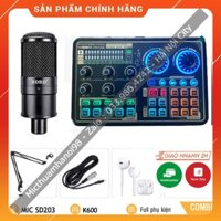 Trọn Bộ Sound Card K600 Mic SD203 . Chuyên Dùng Livestream , Thu Âm , Live Bigo . Bảo Hành 12 Tháng