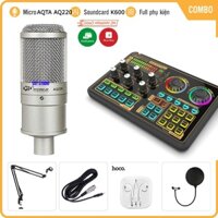 Trọn Bộ Sound Card Thu Âm K600 Mic AQTA AQ220. Livestream , Karaoke , Thu Âm Với Âm Thanh Cực Kì Chất Lượng, Độ Bền Cao