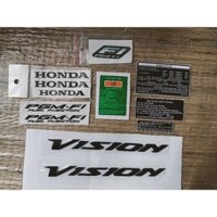 Trọn bộ tem dán và chữ nổi xe Vision màu đen bóng