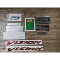 Trọn bộ tem dán và chữ nổi xe Vision màu đỏ new