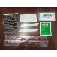 Trọn bộ tem nổi Vision đời mới màu đỏ loại zin đời 2020 đến 2024