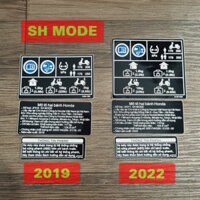 Trọn bộ tem thông số, tem xích tải, tem hướng dẫn mẫu ZIN xe SH MODE đời 2019, đời 2022