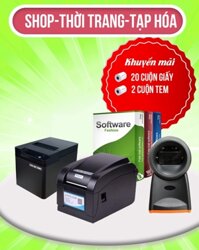 TRỌN BỘ THIẾT BỊ BÁN HÀNG: MÁY IN HÓA ĐƠN-MÁY IN TEM NHÃN-MÁY QUÉT MÃ VẠCH-PHẦN MỀM BÁN HÀNG-GIẤY IN HÓA ĐƠN Combo thiết bị cho mô hình shop – thời trang – tạp hóa – siêu thị mini
