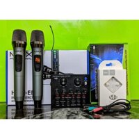 Trọn combo karaoke thu âm livestream siêu hot micro max 39 và sound card V8 tặng kèm tai nghe Hoco M1 và dây live MA2