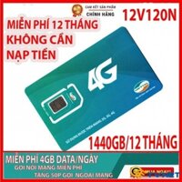 [TRỌN GÓI 1 NĂM] Sim Viettel 4G Gói 12V120N Tặng Data Tốc Độ Cao - MIỄN PHÍ 12 tháng không cần nạp tiền