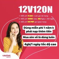 [TRỌN GÓI 1 NĂM] SIM VIETTEL 4G GÓI CƯỚC 12V120N SIÊU ƯU ĐÃI DATA – MIỄN PHÍ NGHE GỌI KHÔNG GIỚI HẠN