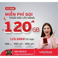 {TRỌN GÓI 13 THÁNG} Sim 4G Viettel {V120N} 4GB/Ngày trọn gói 3 tháng 6 tháng 13 tháng