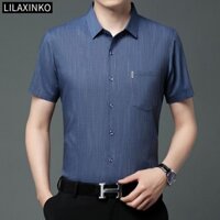 Trơn Màu Trơn Áo Sơ Mi Tay Ngắn Nam Cotton Quần Áo Áo Sơ Mi Cơ Bản Top Cổ Điển Túi