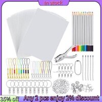 Trong -198 Chiếc Giấy Nghệ Thuật Thu Nhỏ Nhiệt Tấm Nhựa Bộ Lỗ Đấm Móc Khóa Bút Chì DIY Vẽ