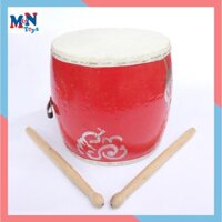 Trống da truyền thống, trống ngũ lôi, trống ban kèm 2 dùi thành gỗ sơn đỏ đường kính 20cm , 25cm  múa Trung Thu, Lễ Tết