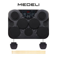 Trống điện tử, Portable Drum - Medeli DD315 - 7 pads cảm ứng lực, kèm 2 pedals và cặp dùi trống size 5A