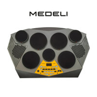 Trống điện tử, Portable Drum - Medeli DD309 - Silver, 7 pads cảm ứng lực, kèm 2 pedals và cặp dùi trống size 5A