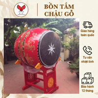 Trống gỗ đường kính 80cm x cao 1m ⚡LOẠI XỊN⚡ Trống gỗ trường học, trống chùa gỗ mít da trâu làng nghề Đọi Tam