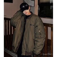 [Trong kho] Áo khoác phi công màu xanh quân đội cho nam, áo khoác street baseball phong cách Mỹ vintage, áo khoác cặp đôi thời trang cao cấp