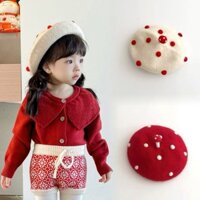 [Trong kho để giao hàng ngay] [563 người đã thu thập] Mũ beret len trẻ em phong cách Ins, mũ nghệ sĩ chấm nấm nhỏ thời trang, mùa thu đông, đa năng cho bé