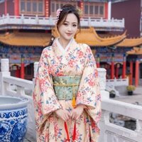 [Trong kho, giảm giá] Bộ kimono nữ thần nhiều màu sắc, trang phục chụp ảnh, phong cách retro Nhật Bản, bộ kimono hoa trà cải tiến