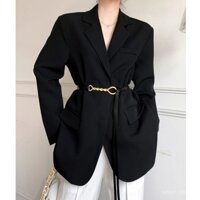 [Trong kho, giao hàng miễn phí] Áo khoác blazer đen cho phụ nữ, mùa xuân thu 2025, áo khoác vest oversized rộng rãi mới theo phong cách vintage