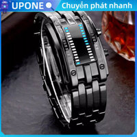 [Trong Kho] không có pin, Đồng hồ kỹ thuật số LED màu xanh dương ma trận nhị phân Nam nữ cổ điển Công nghệ tương lai thời trang UPONE