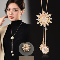 [Trong kho] mùa thu và mùa đông xoay bông tuyết Áo len chuỗi Trâm dài vòng cổ