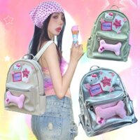 Trong kho Thời trang y2k giản dị ba lô mèo kitty ba lô xương ngôi sao màu hồng