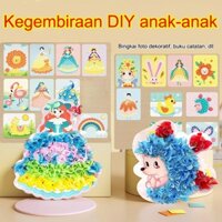 【Trong kho】"Công chúa, Động vật, Quà tặng cho trẻ em Bộ tranh thêu vải màu 4D với kim thêu và vải màu đi kèm"
