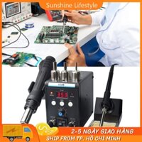 [Trong kho]máy khò nhiệt cầm tay,máy khò nhiệt mini-Bộ mỏ hàn điện kỹ thuật số 8586 760w 2 trong 1 tiện lợi