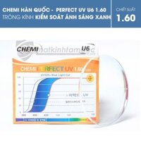 Tròng kính Chemi Perfect UV Crystal U6 Coated 1.60 (Kiểm soát ánh sáng xanh)