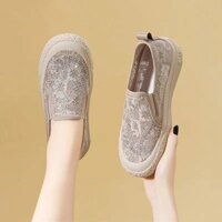 Trong Một Tuần 5100 + Người Chiến Đấu Đơn Phong Cách Chanel Ren Giày Nữ 2024 Lưới Thoáng Khí Xô Giày Đế Dày Người Lười Slip-On Giày Thể Thao Thông Thường