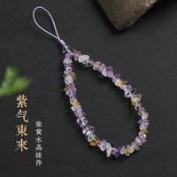 [Trong một tuần 800 + Đơn hàng chiến đấu của mọi người] Dây chuyền điện thoại di động pha lê màu vàng Nữ tinh tế Mặt dây chuyền cổ tay thạch anh tím tự nhiên Tinh tế Dây buộc Vỏ điện thoại Mặt dây chuyền nam