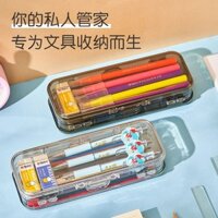 Trong Suốt Dung Tích Lớn Nhựa Văn Phòng Phẩm Hộp Đựng Bút Chì Hộp Bảo Quản Học Sinh Tiểu Học Và Trung Học Tẩy Có Thước Hộp Bút Trung Tính